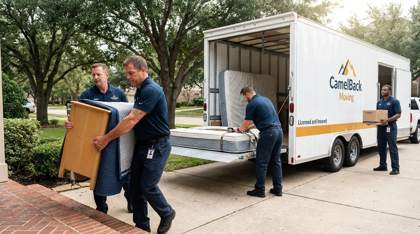 Crew loading residential truck for cross-state move from Hayti, SD