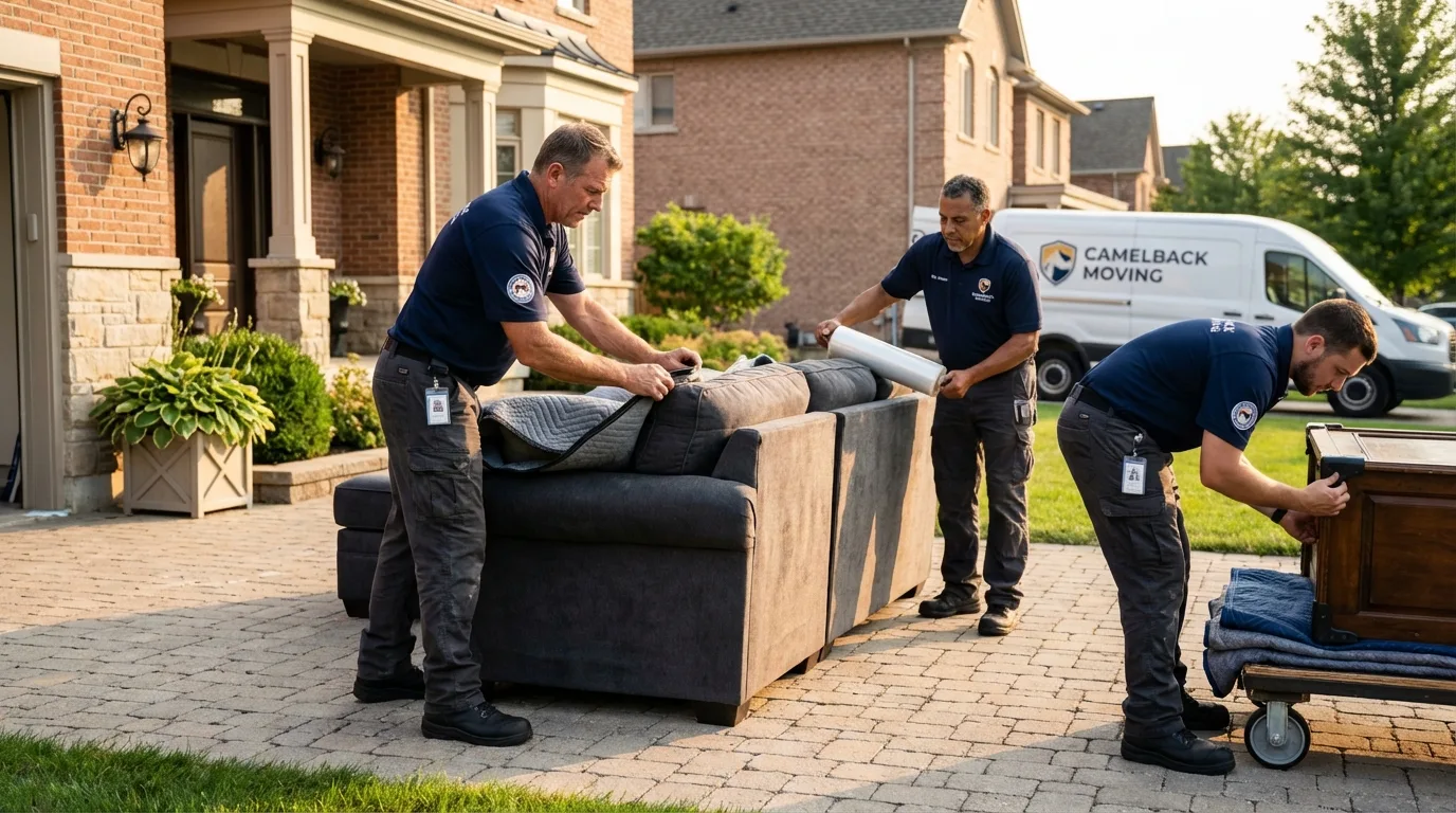 Large estate moving crew wrapping furniture in Hayti, SD